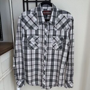 Men's Black & White Plaid Western Shirt